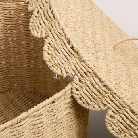 Wholesale Straw Scalloped Basket, Trendy Handcrafted Storage Solutions from Vietnam Handicraft