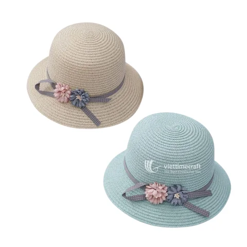 Hot-Trend Fashionable Kids Straw Hat, Paper Rope Bucket Hat for Girls