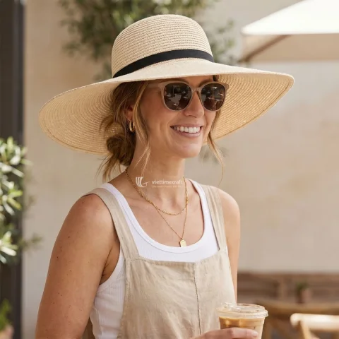 Hot Selling Beach Summer Hat, Straw Wide Brimmed Sun Hat, Women Hat