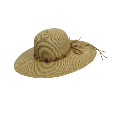 Rattan Export Light Brown Woven Straw Hat With Wide Brim, Beach Hat For Sale - REX-GI00068