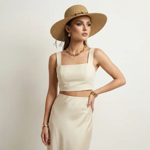 Light Brown Woven Straw Hat With Wide Brim, Beach Hat For Sale