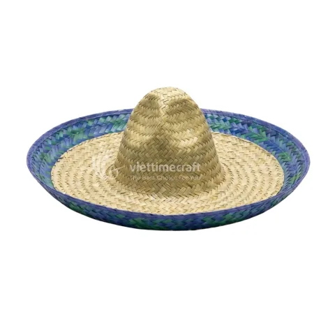 Vibrant Mexican Hat with Colorful Brim, Handwoven Straw Sombrero for Festival Collections