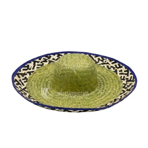 Vibrant Mexican Hat with Colorful Brim, Handwoven Straw Sombrero for Festival Collections
