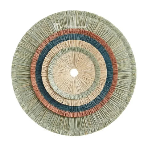 Rattan Export Best-Selling Colorful Round Wicker Wall Decor with Rings and Fringe for Home and Living Room Decoration - REX-GI00073