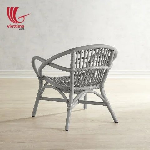 White Wicker Round Rattan Armchair