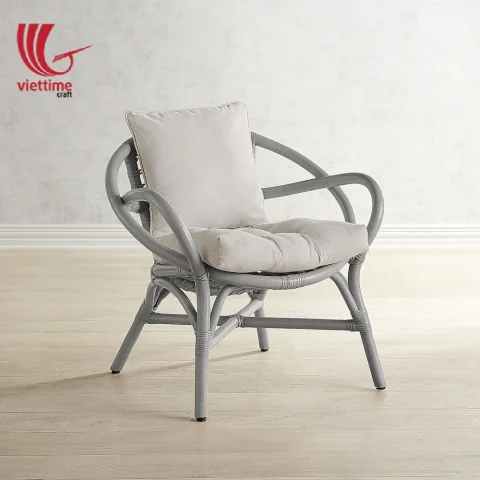 White Wicker Round Rattan Armchair