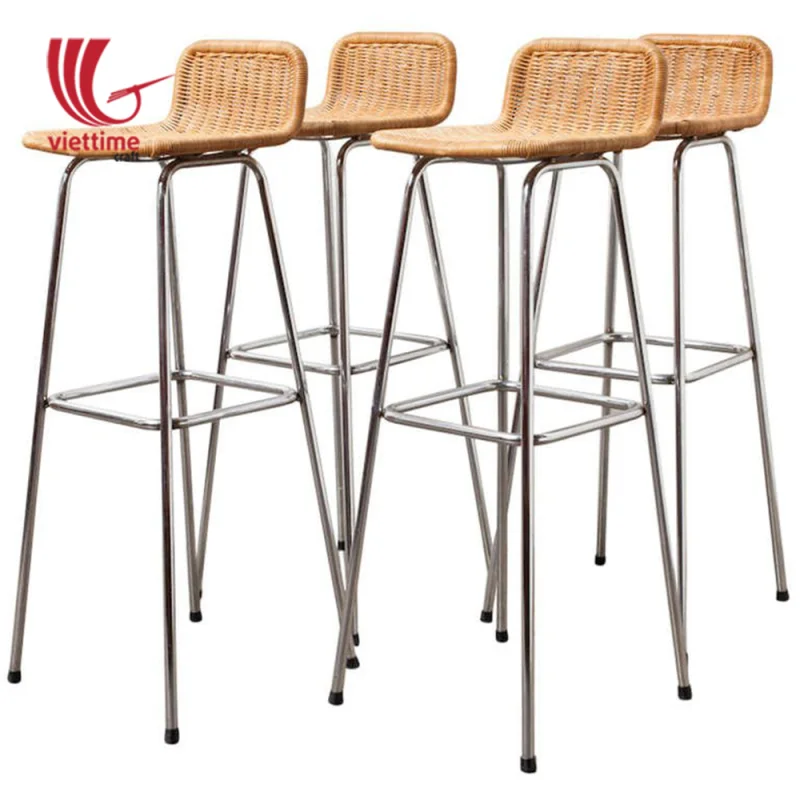 Woven Wicker Bar Stool Rattan Chair