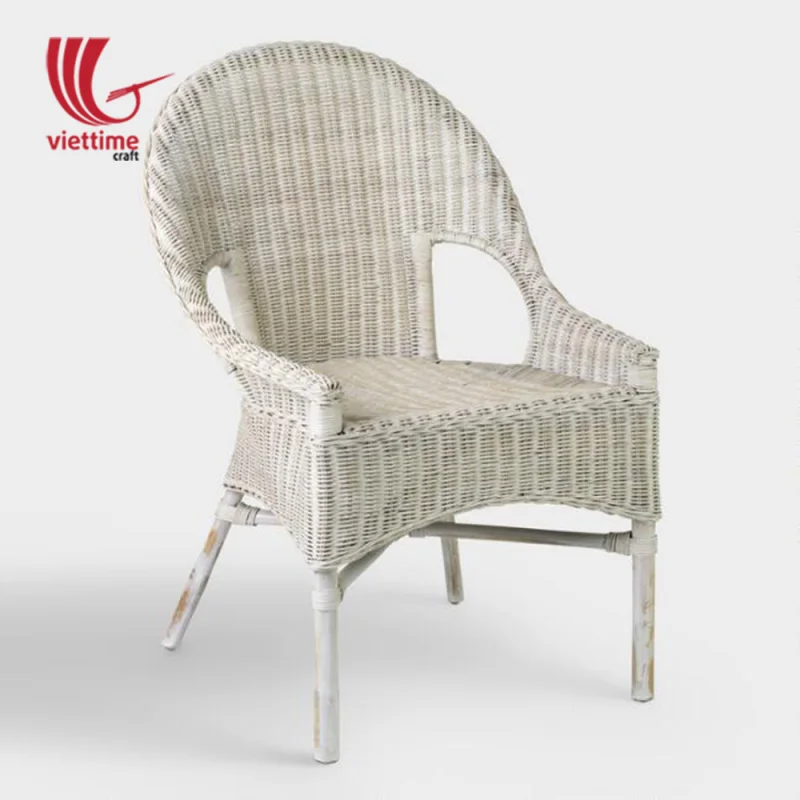 White Living Room Rattan Armchair