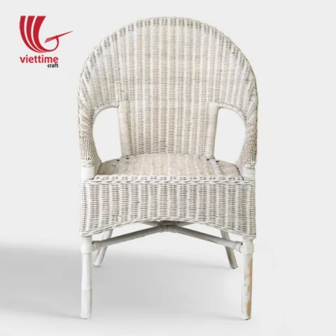 White Living Room Rattan Armchair