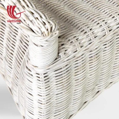 White Living Room Rattan Armchair