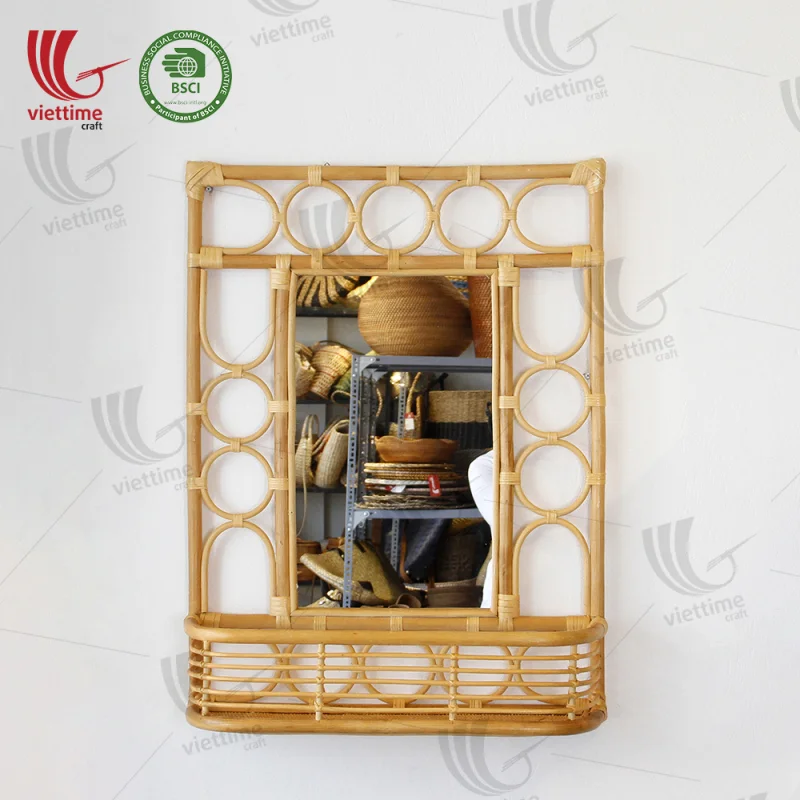 New Rattan Mirror With Shelf Wholesale