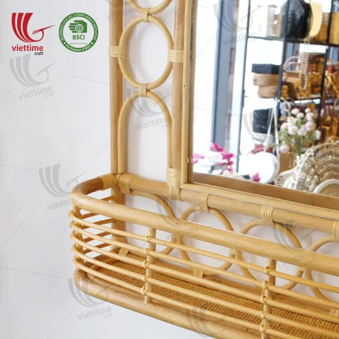 New Rattan Mirror With Shelf Wholesale