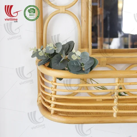 New Rattan Mirror With Shelf Wholesale