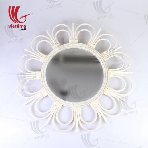 Circular Wicker Frame Hanging Wall Mirror