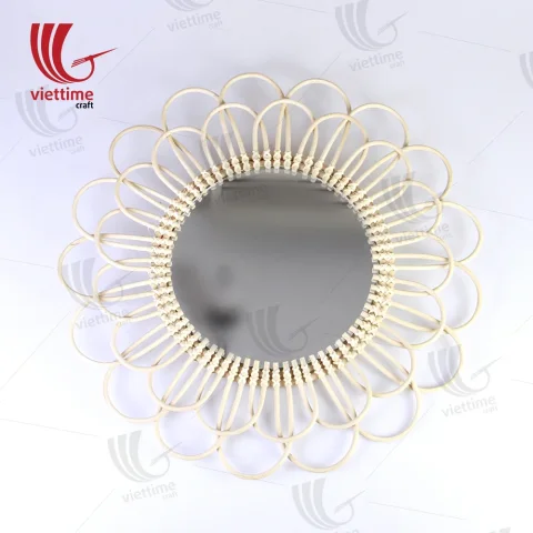 Circular Wicker Frame Hanging Wall Mirror