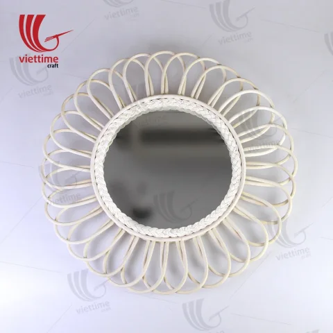 Circular Wicker Frame Hanging Wall Mirror