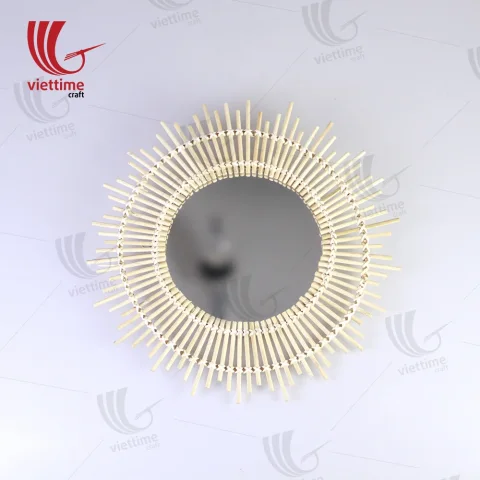 Circular Wicker Frame Hanging Wall Mirror