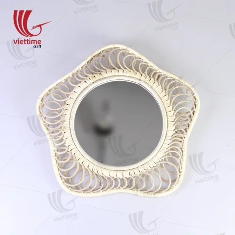 White Authentic Real Rattan Mirror Wholesale