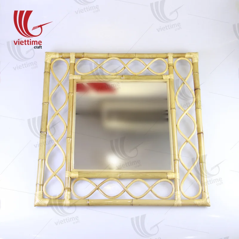 Antique Brown Rattan Wall Mirror Decorate