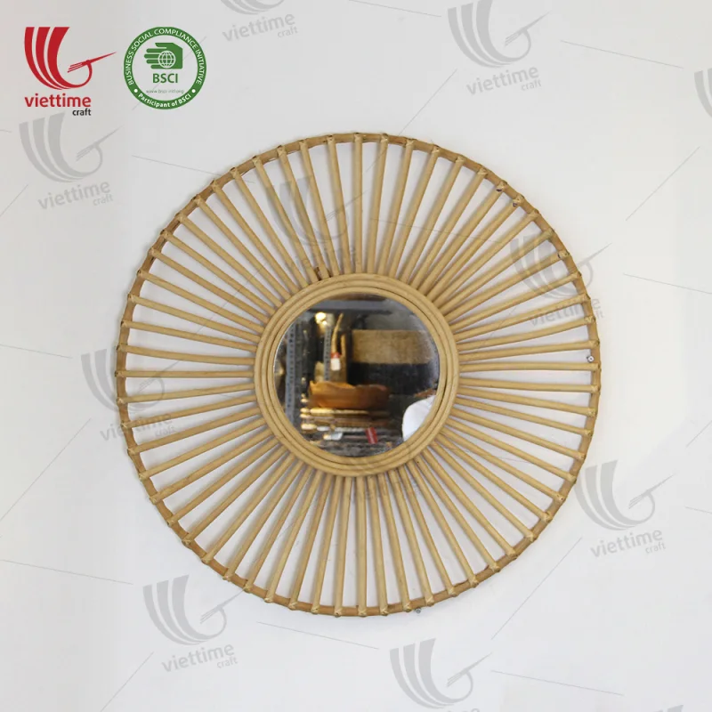 Woven Round Rattan Mirror Decor Wholesale