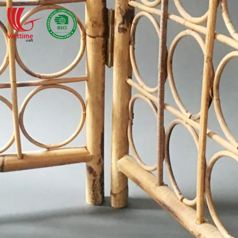 Rattan Folding Screen Room Divider