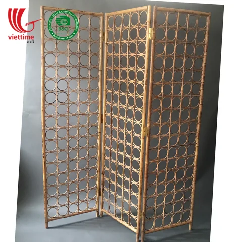 Rattan Folding Screen Room Divider