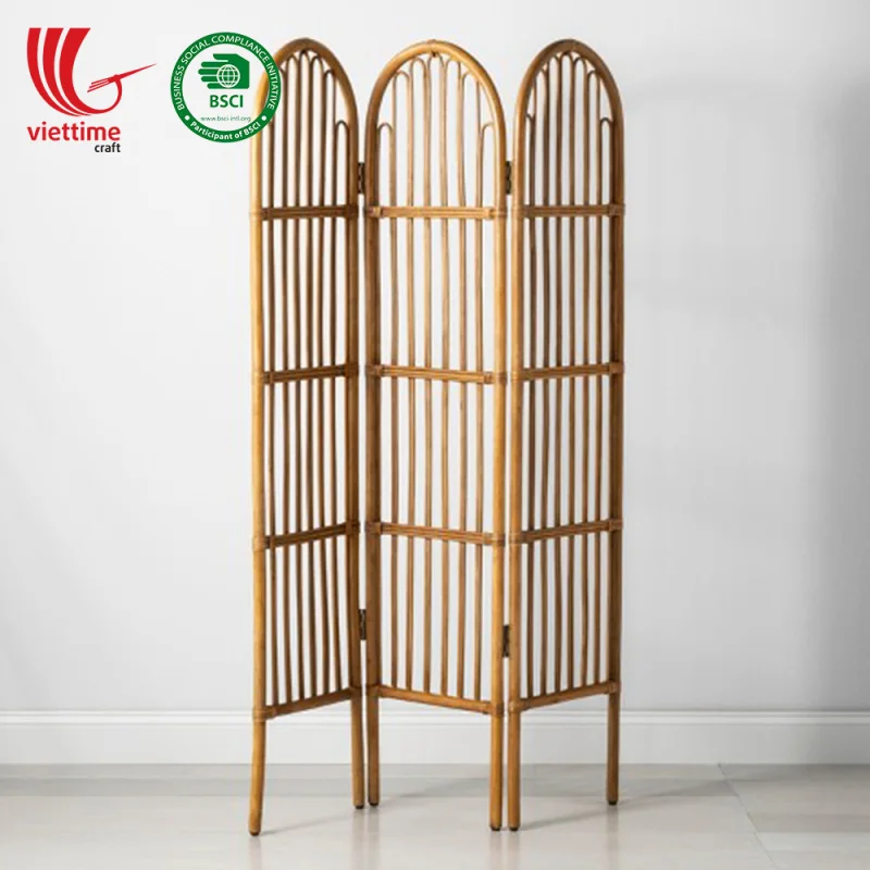 Rattan Folding Screen Room Divider