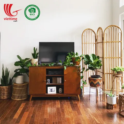 Rattan Folding Screen Room Divider
