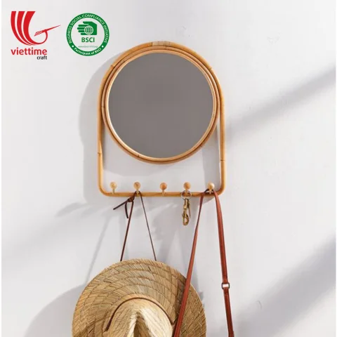 Rattan Export Rattan Mirror With 4 Hooks Wholesale - REX-GMVTC68493211