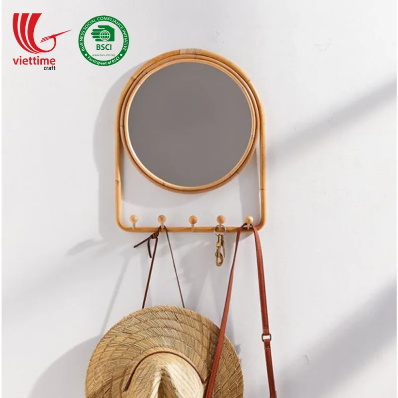 Rattan Mirror With 4 Hooks Wholesale