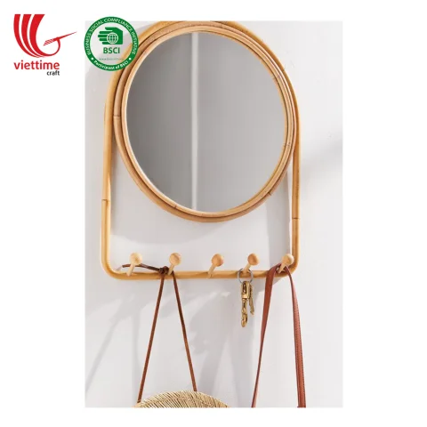 Rattan Mirror With 4 Hooks Wholesale