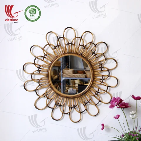 Rattan Export Flower Shaped Rattan Mirror Decor - REX-GMVTC849882