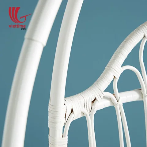 White Round Hanging Rattan Chair