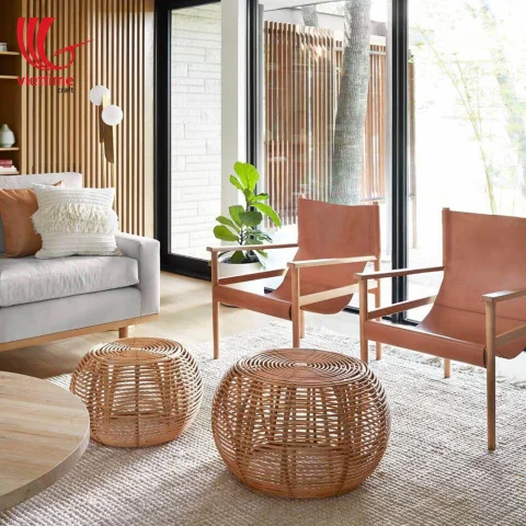 Natural Round Rattan Table 2 Sizes