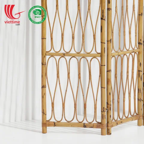 Rattan Folding Screen Room Divider