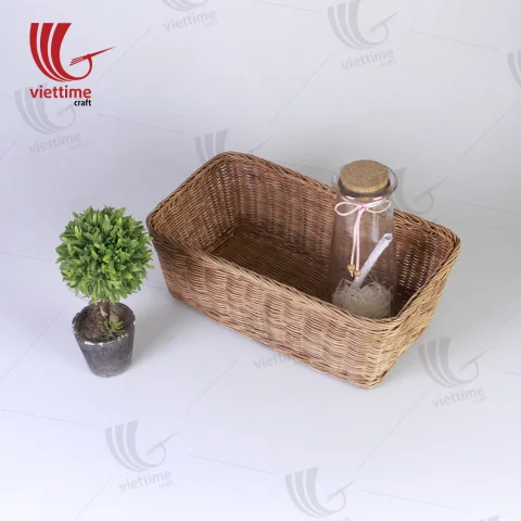 Small Honey Rattan Deep Wicker Basket
