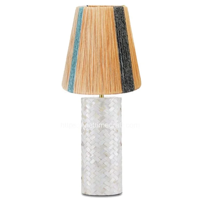 Colorful Straw mix Mother Of Pearl Table Lamp