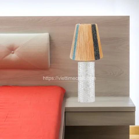 Colorful Straw mix Mother Of Pearl Table Lamp