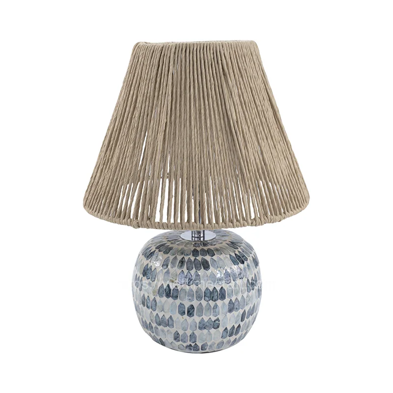 Basic Mother Of Pearl Table Lamp Mix Straw Material