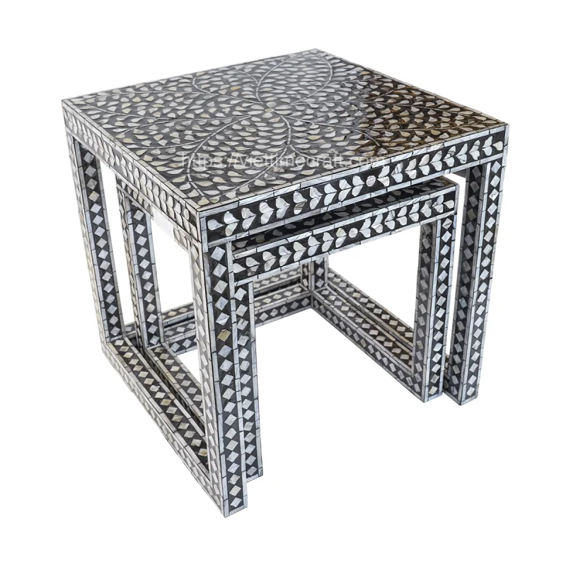 Set of Two Mother of Pearl Inlay Side Table