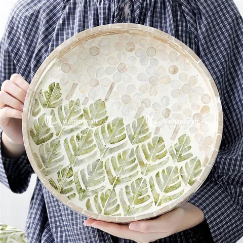 Plant Pattern Mother of Pearl Mosaic Tray