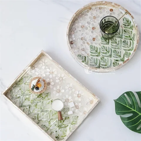 Plant Pattern Mother of Pearl Mosaic Tray