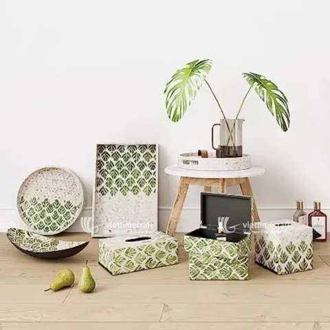 Plant Pattern Mother of Pearl Mosaic Tray