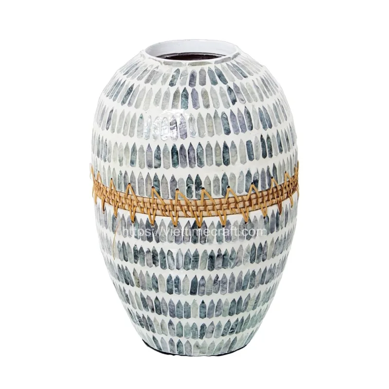 New Pattern Mosaic Mother of Pearl Vase Mix Rattan Wholesale
