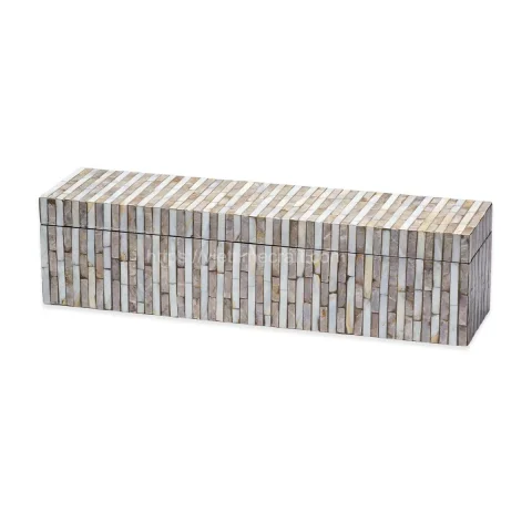 Rattan Export Rectangle Mother Of Pearl Box With Lid New Pattern - REX-KT0052