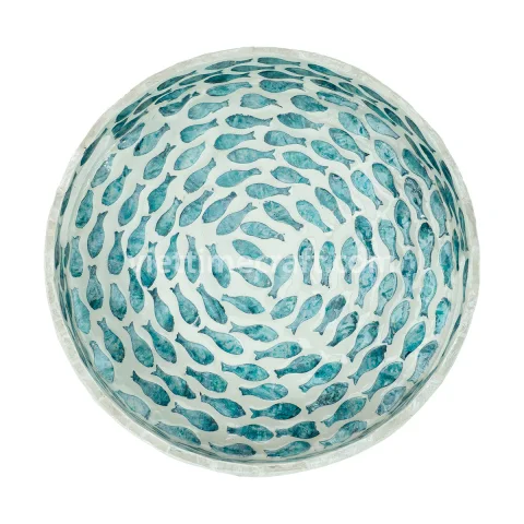 Wicker Rattan Bowl, Modern Mother of Pearl Mosaic Tray – KT0058