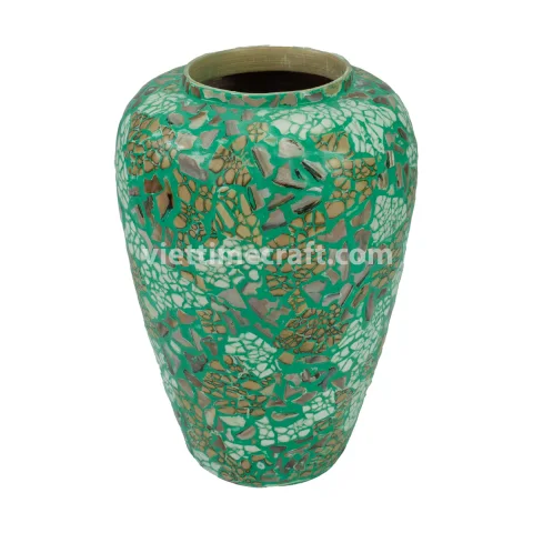 Handmade Egg Shell & Mother of Pearl Mosaic Vase Set – Decorative Lacquer Vases