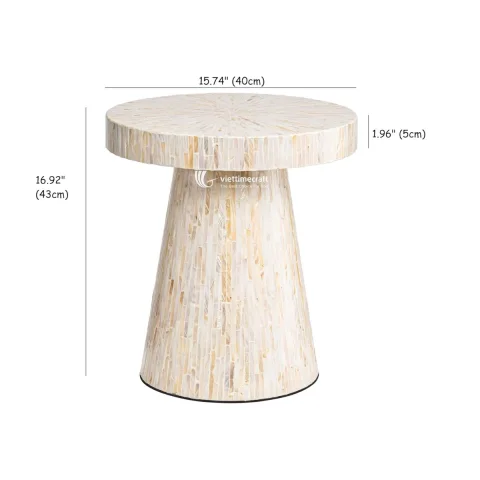 Mother of Pearl Inlay Side Table, Mushroom Silhouette Accent for Contemporary Homes