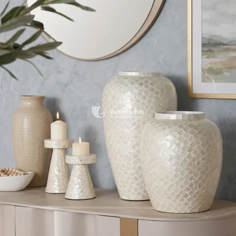 Elegant Handcrafted Blue Mosaic Vase Vietnam Wholesale
