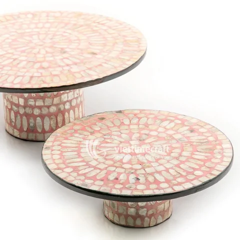 Luxury Handcrafted Round Mother of Pearl Mosaic Coffee Table
